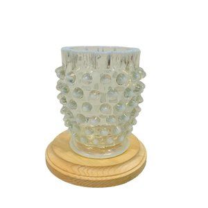 Vintage Hobnail Crimped Edge Footed Vase